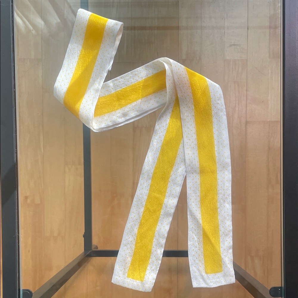 Yellow and White Stripe and Polka Dot Tie Scarf